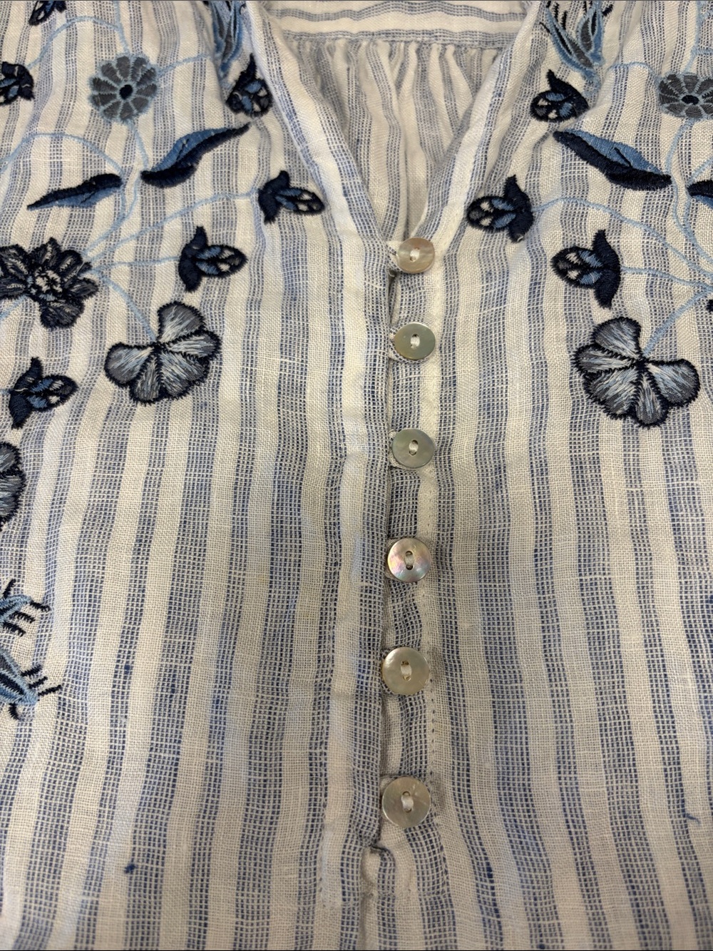 J. Jill White & Blue Striped Embroidered Peasant Tunic - Picture 9 of 9